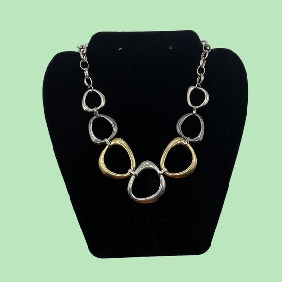 Mixed Metals Large Links Chain Necklace - Picture 2 of 6